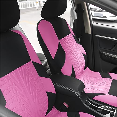 2PCS Car Seat Covers for Front Seats, Breathable Waterproof Polyester Split Automotive Cushion Cover, Vehicle Seat Protectors Driver Interior Accessories Universal for Most Cars, SUV (Pink/Front)