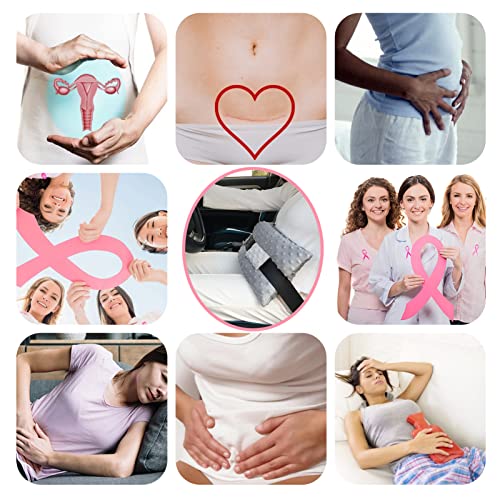 Hysterectomy Seatbelt Pillow Post Abdominal Surgery Myomectomy Pillows with Pocket for Ice/Hot Packs Breast Reduction Belly Incision Tummy Tuck C-Section Recovery Patients Gifts Minky Dot Light Gray - color: Minky Dot Light Gray