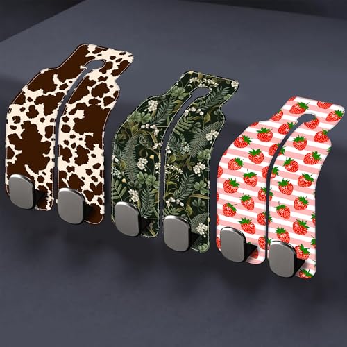 Car Headrest Purse Hanger Black and White Checkered 1 Pack Bag Purse Holder for Car Premium Leather Double Metal Hook for Handbags, Grocery Bags and Phones - color: Black and white checkered