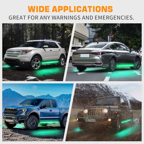 XRIDONSEN 2PCS 60 inch Green Running Board Lights Strip 720 LED Emergency Strobe Lights Flashing Warning Safety Caution Side Lights w/Waterproof Tube for Trucks Construction Vehicles SUV Jeep Car - color: Green