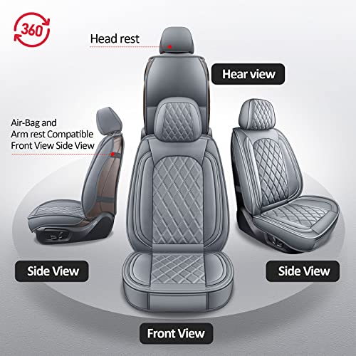 MIROZO Car Seat Covers Full Set - Leather Seat Covers Grey Breathable Vehicle Cushion Cover Fit for Most Sedan, Truck and SUV (Gray) - color: Gray, size: 5PCS Full Set