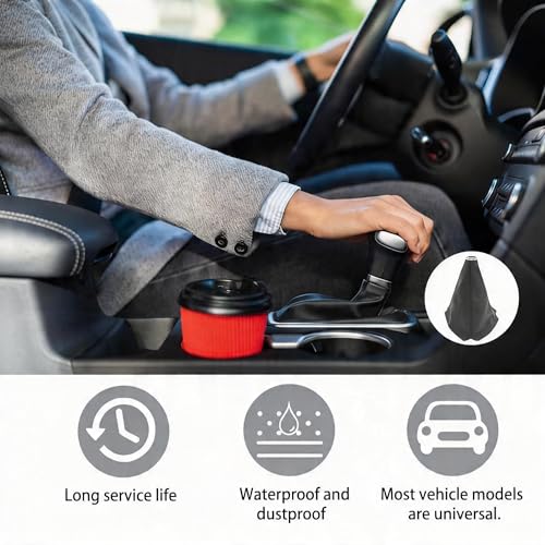 Automotive Shift Knob Dust Cover, Leather Construction, Shifter Boot Cover Replacement Part, Universal Fit for Manual/Automatic Transmissions Automotive Interior Accessories (Gray) - color: Gray