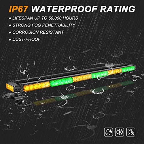 ASPL 38.5" 78 LED Strobe Light Bar Double Side Flashing High Intensity Emergency Warning Flash Strobe Light with Magnetic Base for Safety Construction Vehicles Tow Trucks Pickup (Amber/Green) - color: Amber/Green