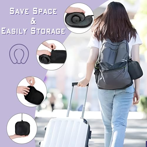 Neck Travel Pillow, Upgraded Memory Foam Pillow for Airplane, Machine Washable, Adjustable Flight Pillow, Suitable for Sleeping Airplane, Car, Office and Home (Black) - color: Black