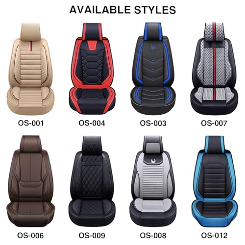 OASIS AUTO Car Seat Covers Full Set Premium Waterproof Full Coverage Faux Leather Luxury Universal Fit for SUV, Sedan, Pick-up Truck, Premium Interior Protectors (OD-008 Tan) - color: Tan