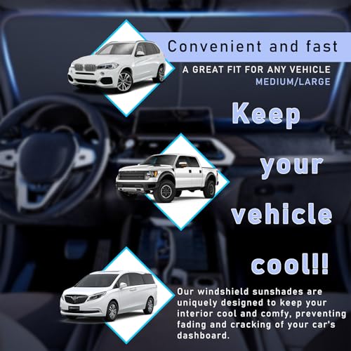 Ziciner 2 PCS Car Windshield Sun Shade, Auto Sun Heat and UV Rays Blocker, 28"×31" Foldable Automotive Front Window Sunshade Protector, Universal Vehicle Interior Accessories (Black Flag-M) - color: Black Flag-M (28×31 inches)