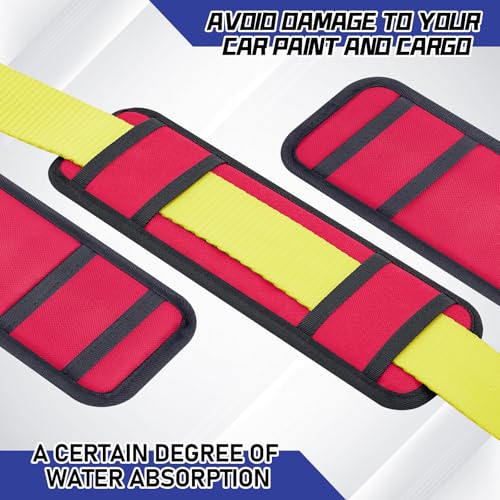 Seenelling 4 Pack Tie Down Strap Protector Sleeve Universal Protective Sleeves for Ratchet Straps Protective Strap Protector, Preventing Damage to Boat Trailers Kayaks Yacht Trucks, 4 x 12'' (Red) - color: Red