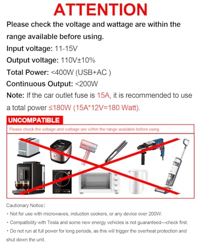400W Car Power Inverter - Dual DC 12V to 110V AC Car Plug Adapter Outlets, Fast Charging USB C 65W & 24W Port, Power Inverters for Vehicles, Laptop Car Charger, Road Trips - color: BLACK