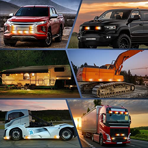 Nilight 4PCS LED Strobe lights 12V Sync Feature Amber White 24LED Emergency Hazard Warning Lights with Controller Hard Wire or Cigarette Lighter Plug for Car Truck RVs Campers - color: Amber White w/Controller