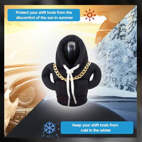 Funny Gear Shift Hoodie Cover, Car Shifter Knob Sweatshirt, Universal Stick Shift Cover for Car Gear Handle - color: Black