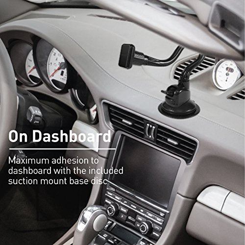 Macally Windshield Phone Mount for Car Magnetic - Suction Cup Window Mount Phone Holder with 8" Long Gooseneck Arm & Super Strong Magnet Mount for Smartphone and iPhone