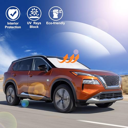 Windshield Sun Shade Fit for 2021 2022 2023 2024 2025 2026 Nissan Rogue 3rd Gen.Accessories(Not for Rogue Sport) Foldable Sunshade Shield Protector - size: Fit Nissan Rogue 3rd Gen.2021-2026