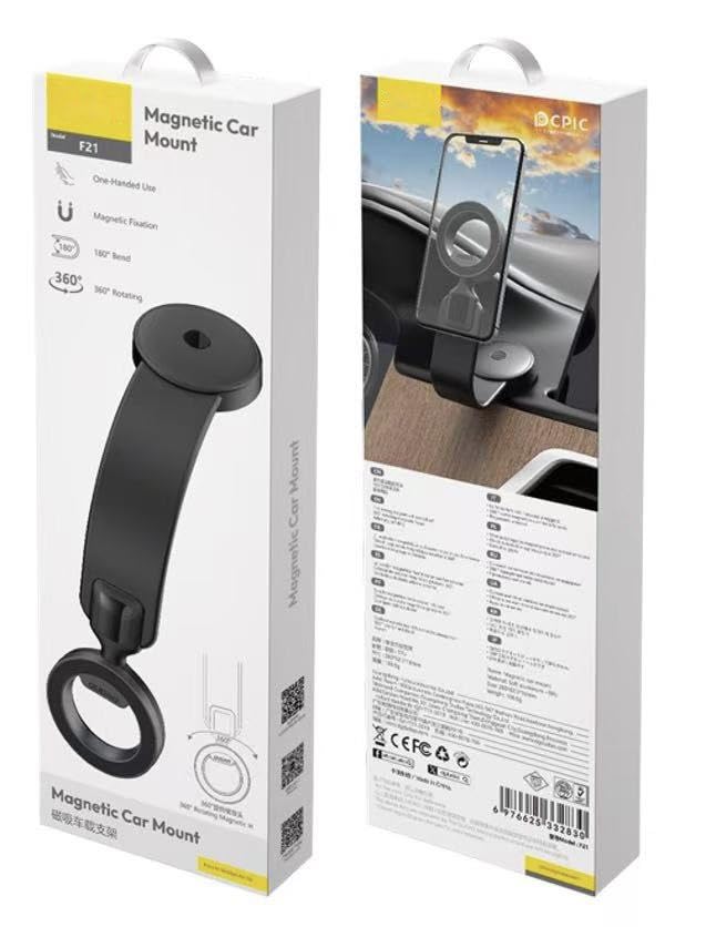 Magnetic Car Phone Mount, Dashboard & Air Vent Compatible, Strong Strong Magnet Aluminum Alloy Holder for Smartphones