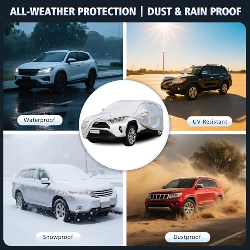 Car Cover Waterproof All Weather for Toyota Rav4 2006-2025,All-Around Fastening and 4 Upgrades, 30s Quick-Install for Car Cover - size: 2(RAV4)