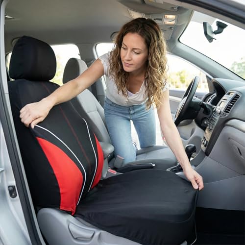 Mandark Car Seat Cover Full Set, Beathable Waterproof Heavy-Duty Vehicle Front and Rear Split Bench Seat Covers, Auto Interior Chair Protector, Universal for SUV Automobile Truck (Red) - color: Red