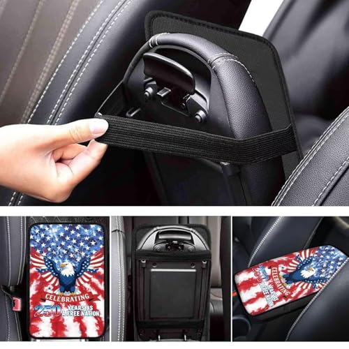 Dreaweet Patriotic Eagle Arm Rest Cover for Car 250th Anniversary Center Console Cover Pad Soft Scratch-Proof Universal Armrest Cover for SUV Truck Sedan - color: 250 Years Eagle