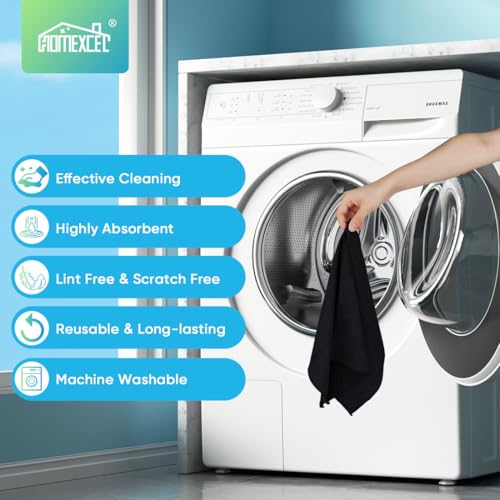 HOMEXCEL Black Microfiber Cleaning Cloth, 24 Pack Cleaning Towels for Kitchen, Lint Free, Scratch-Free, Highly Absorbent, and Reusable Cleaning Rags for House, Window and Glass, Cars, 11.5 X11.5 inch - color: Black