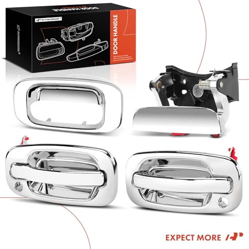 A-Premium - Tailgate Handle with Bezel & Front Exterior Door Handles - Compatible with 1999-2007 Chevy Silverado & GMC Sierra 1500 2500 3500 - Pack of 4, Front & Tailgate, Replace# 15034985, 15034986
