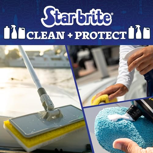 STAR BRITE Stiff Deck Brush with Long Handle - Heavy-Duty Marine-Grade Scrubber for Boats, Decks, & Hard-to-Reach Areas (040115)