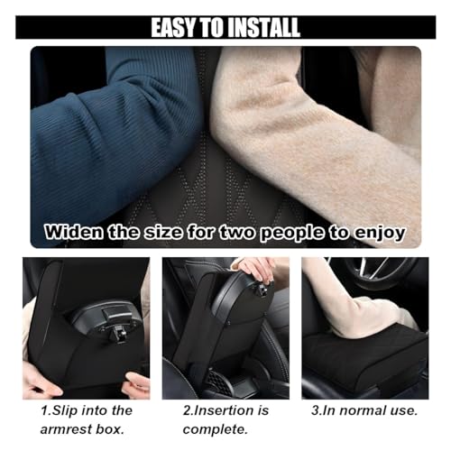 Car Center Console Cover Pad, Leather Auto Console Arm Rest Cover, Waterproof Car Armrest Seat Box Cushion Protector, Memory Foam Armrest Pillow for Most Cars - color: Black
