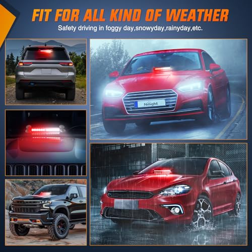 Nilight 12LED Traffic Advisor Strobe Light Bar Red White Emergency Warning Hazard Safety Dash Front/Rear Windshield Flashing Lights for Cars Trucks Police Firefighter Plow Construction Vehicles - color: Red White