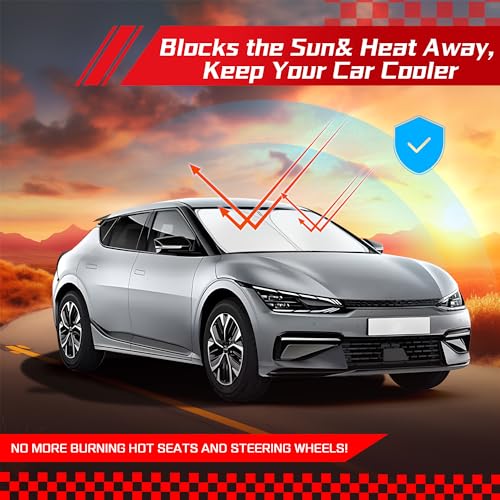 ARISMOTOR Windshield Sun Shade for Kia EV6 2022-2025 2026, Custom Fit Foldable Front Window Sunshade Sun Visor Protector, Block UV Rays Keep Your Car Cooler - size: for Kia EV6 2022-2026