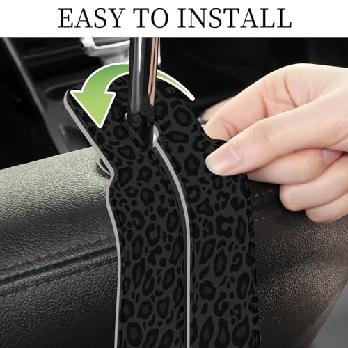 PU Leather Car Seat Hook, Storage Headrest Hanger, Cute Car Backseat Organizer, Car Hooks For Purses and Bags Black Leopard - color: Black Leopard