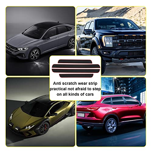 4 Pcs Car Door Sill Plate Protectors, PVC Soft Rubber Car Front Rear Door Entry Guards, Sill Scuff Cover Panel Step Protector, Car Accessories for Most Vehicles (Black Red-Not Pattern)