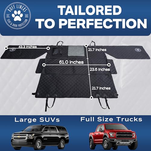 Ruff Liners XL Dog Hammock, Black – As Seen on Shark Tank – Back Seat Protector for Full-Size SUV – Waterproof, Machine-Washable, Touch Fasteners, & Belt Slots – Heavy-Duty Dog Seat Cover - size: XL - Full-size Trucks