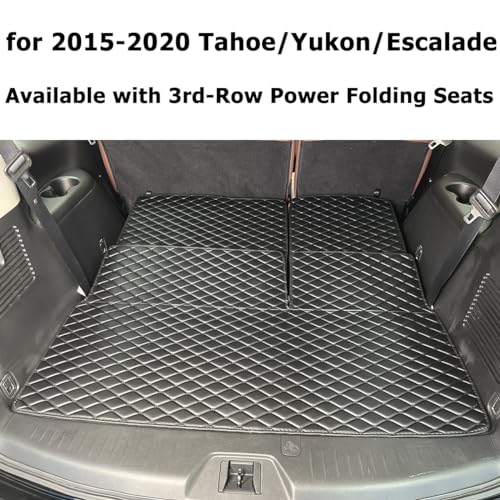 Cargo Mat for 2015-2020 Chevrolet Tahoe/GMC Yukon/Cadillac Escalade (Available with 3rd-Row Power Folding Seats) Trunk Mat and Rear Backrest Mat Cargo Liners All Weather Anti-Slip