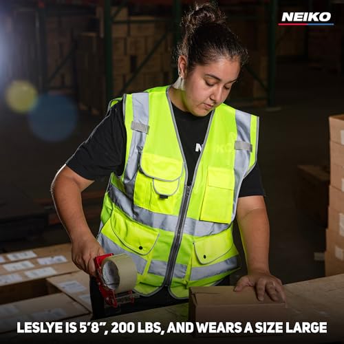 Neiko High Visibility Safety Vest ANSI Class 2, 9 Pockets - size: 4X-Large, style: Vest
