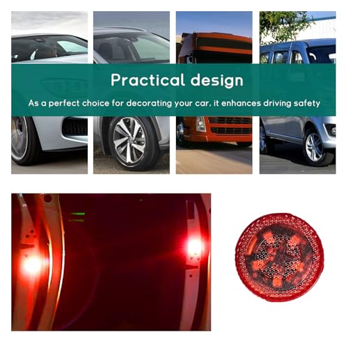 Dickno 4 PCS Wireless Car Door LED Warning Lights, 5 LED Roadside Auto Flashing Safety Signal for Anti Rear End Collision, Universal Strobe for Car SUV Truck (Red) - color: Red
