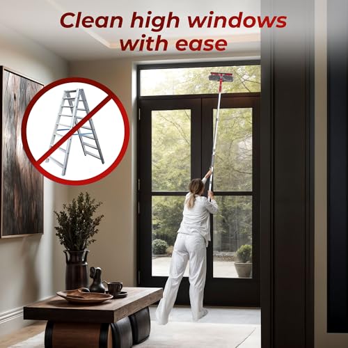 DSV Standard Squeegee Window Cleaner Tool 2-in-1 Window Squeegee for Window Cleaning, 60” Window Cleaning Squeegee Kit with Bendable Head, Window Cleaning Tool With Extension Pole for Home, Car, Glass - size: 60 inches