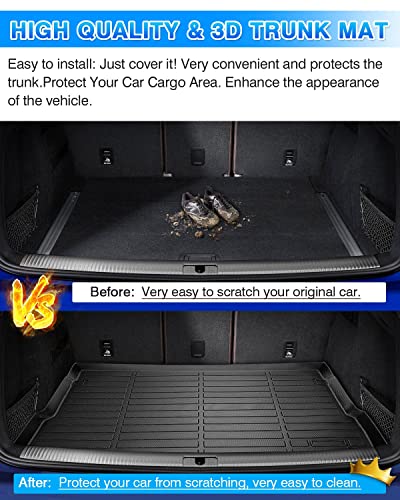 Cartist Cargo Liner Compatible with 2018-2023 2024 2025 Audi Q5 / SQ5 (No Hybrid Models) All Weather Trunk Mat High Side Waterproof Black TPE - size: 1)Audi Q5 / SQ5 (No Hybrid Models)【2018-2025】