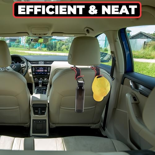 BFXM 2Pcs Car Seat Headrest Hooks, Back Seat Purse Leather Hanger Holder Hook, Magnetic Storage Organizer for Purses Handbag Grocery Bags Coats - color: 2pcs white