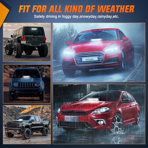 Nilight 12LED Traffic Advisor Strobe Light Bar White Emergency Warning Hazard Safety Dash Front/Rear Windshield Flashing Lights for Cars Trucks Police Firefighter Plow Construction Vehicles - color: White