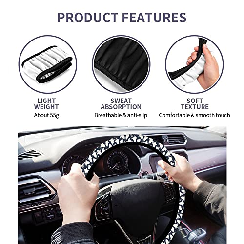 Swono Steering Wheel Covers Cute Ghosts, Halloweeen Funny Dancing Ghosts Non Slip Neoprene Car Wrap Cover Comfort Grip Stretch-On Automotive Steering Wheel Protector 15 Inch - color: Cute Ghosts