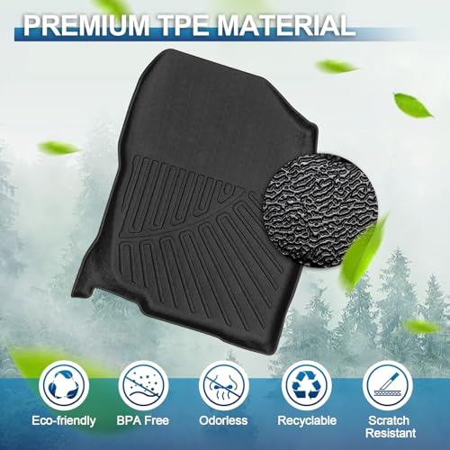 PELEUS Floor Mats and Cargo Liner Compatible with 2006-2012 Toyota RAV-4 (Not for 3rd Row), All Weather Custom Fit Full Set Floor Liners, Odorless Heavy Duty TPE Rubber Mats, Black - style: For Toyota RAV4 2006-2012