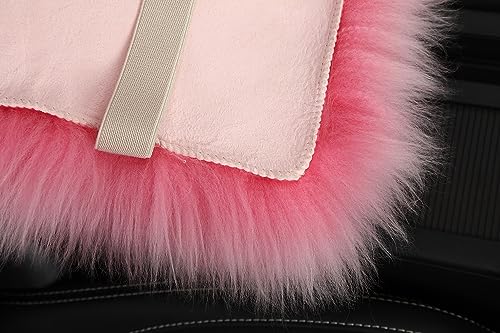 Genuine Sheepskin Center Console Cover Pad Genuine Furry Fluffy Wool Fur Car Armrest Cover Protector Universal Fit for SUV/Truck/Car - color: Long Wool-Light Purple