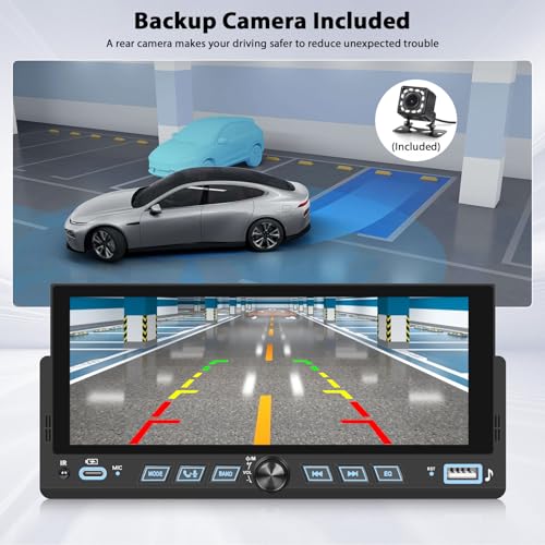 Inefala 6.86" Wireless Carplay Car Stereo Single Din Touchscreen Radio Android Auto Bluetooth 5.2 Backup Camera Car Audio Receiver USB Type C FM EQ SWC MIC - style: 6.86'' CarPlay TYPEC