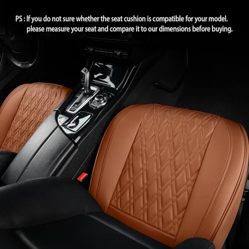 TIEHESYT Luxury Faux Leather Car Seat Cover Front Bottom Protector, Seat Cushion Without Backrest, Anti-Slip and Wrap Around The Bottom, Fit Most Cars & Vehicles, 2 Piece, Brown - color: Brown, size: 2 PCS