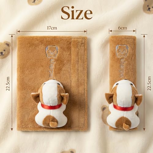 UNICOLD 2-Pack Ultra-Soft Short Plush Seatbelt Cover, Cute Animal Edition – Cloud-Like Shoulder Pad for a Comfy Ride for Adults & Kids (B-Dog) - style: B-Dog