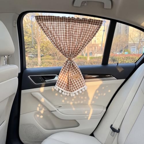 Gilprop 2 Pcs Car Window Shades Suction Cups Double Layer Auto Sun Shade Car Side Window Covers for Family Privacy Protection Breastfeeding Taking a nap Camping 18.5" x 26"(Brown) - color: Brown