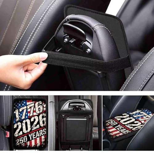Dreaweet 1776-2026 250 Years Flag Print Arm Rest Cover for Car Soft Scratch-Proof Center Console Cover Pad Universal Armrest Cover for SUV Truck Sedan - color: 1776-2026 250 Years