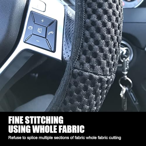 Tesnaao Pack-1 Car Steering Wheel Cover, Ice Silk 3D Massage Mesh Breathable Without Inner Ring Steering Wheel Cover, Elastic Easy Grip Anti-Slip Protector for 14.5"-15", Universal for Cars (Black)