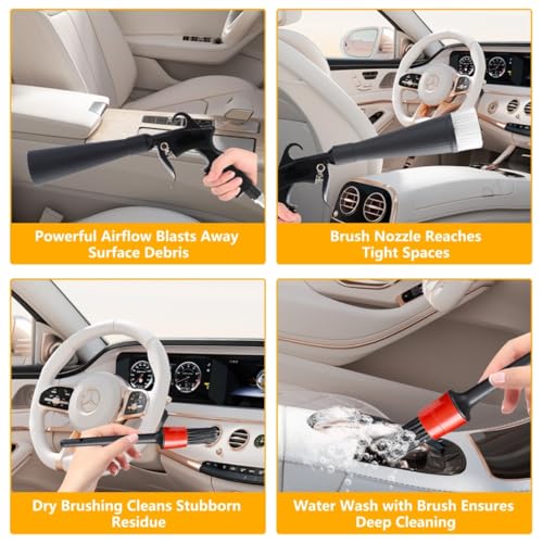 Tornado Detailing Car Cleaning Gun with Metal Nozzle | Interior Drying Air Gun | High Pressure Blower Gun | Car Cleaning Kit for Swiftly Removing Dirt and Dust with Air Flow - size: Size2