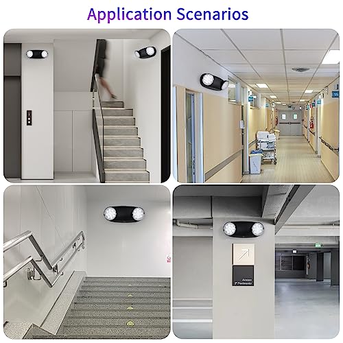 TANLUX LED Emergency Lights with Battery Backup, Hardwired Emergency Exit Light Fixtures for Business - 6 Pack(Black) - color: Black, size: 6 Pack