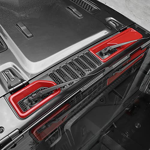 JWWY JL Wrangler Front Wiper Base Panel Protect Cover Trim Compatible with 2018-2025+ Jeep Wrangler JL JLU Gladiator JT Trunk Accessories Red - color: Red