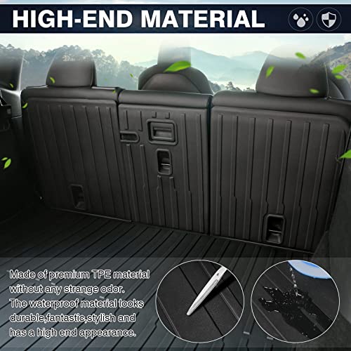 KUST Custom Fit Trunk Mat for 2020-2024 2025 Tesla Model Y Accessories 5 Seater (Not for 7 Seat or Juniper) Cargo Mat Liner Back Seat Protector All Weather Protection Black - style: Model Y 2020-2025 │ Trunk + Backrest Mat