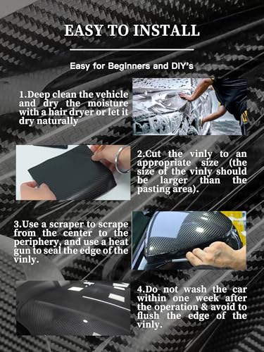 10ft x 5ft 3D Carbon Fiber Car Vinyl Wrap Roll, Durable Easy Application Automotive Wrapping Film for Car Body Protection (Carbon Fiber Black) - color: Carbon Fiber Black, size: 10ft x 5ft